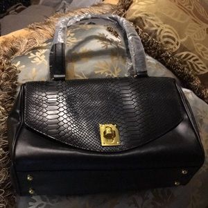 IMAN Black Leather Bag